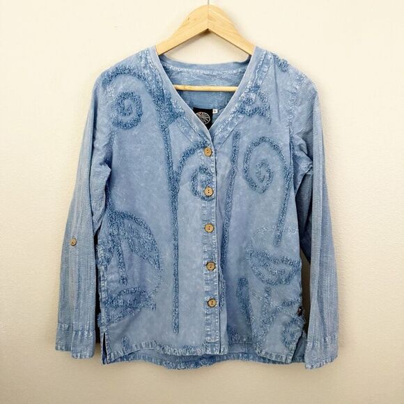 PRODUCE COMPANY | Vintage Textured Lightweight Jacket Art To Wear Blue | Small - Picture 1 of 7
